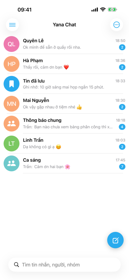 The chat list in 29Son Chat